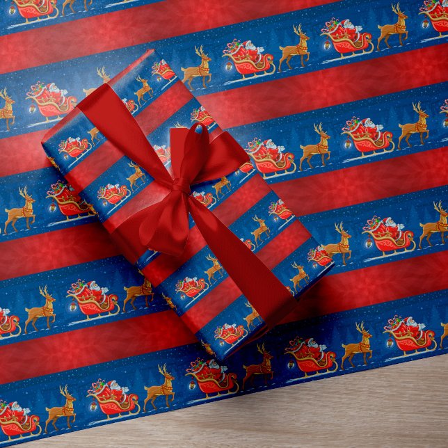 Weihnachts-Rot-Rot-Schlitten-Packung Geschenkpapier (Von Creator hochgeladen)