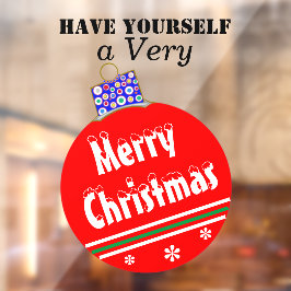 Weihnachts-Rot-Schnee-Zierkappe Fensteraufkleber