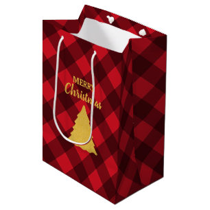 Weihnachts Rot & Schwarz Buffalo Karierter Weihnac Mittlere Geschenktüte