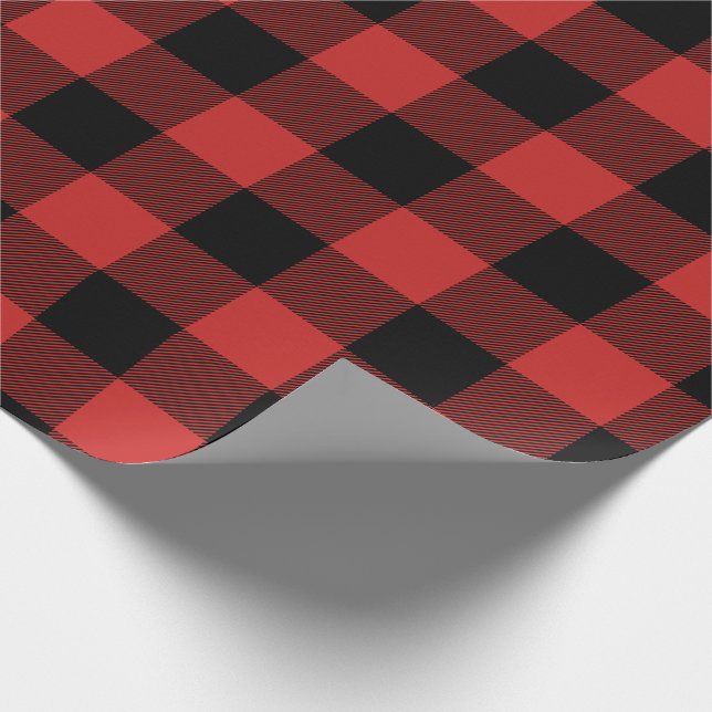 Weihnachts-Rot-Schwarz-Jumbo-Buffalo-Karoplaid Geschenkpapier (Ecke)