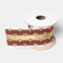 Weihnachts-Rot-Streifen Glitzer Herz Satinband