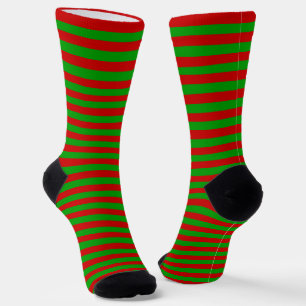 Weihnachts-Rot-Streifen Muster Elf Monogram Socken
