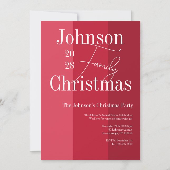 Weihnachts-Rot-Streifen Weihnachtsfeier Party Einl Einladung (Vorderseite)
