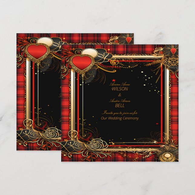 Weihnachts-Rot-und-Gold-Hochzeit Save The Date (Vorne/Hinten)