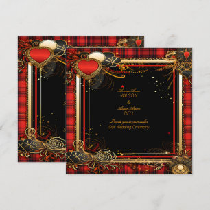 Weihnachts-Rot-und-Gold-Hochzeit Save The Date