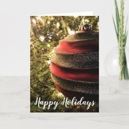 Weihnachts-Rot und Gold-Ornament Feiertagskarte
