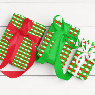 Weihnachts-Rot und Grün Argyle Geschenkpapier Set