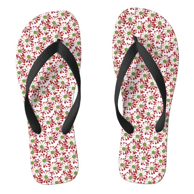 Weihnachts Rot und Grün Daisy Blumenmuster Flip Flops (Fußbett)