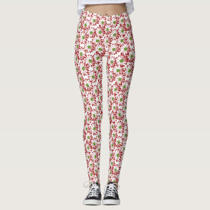 Weihnachts Rot und Grün Daisy Blumenmuster Leggings