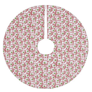 Weihnachts Rot und Grün Daisy Blumenmuster Polyester Weihnachtsbaumdecke