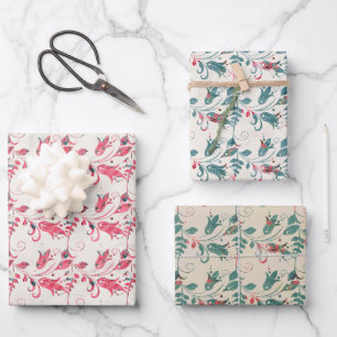 Weihnachts Rot und Grün Geschenkpapier Set