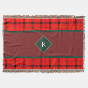 Weihnachts Rot und Grün Kariert Tartan Mit Monogra Decke