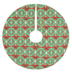 Weihnachts Rot und Grün Streifen Bow Retro Polyester Weihnachtsbaumdecke