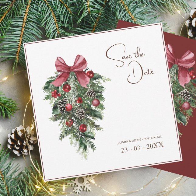 Weihnachts Rot und Grün Winterfest Hochzeit Save The Date (Von Creator hochgeladen)