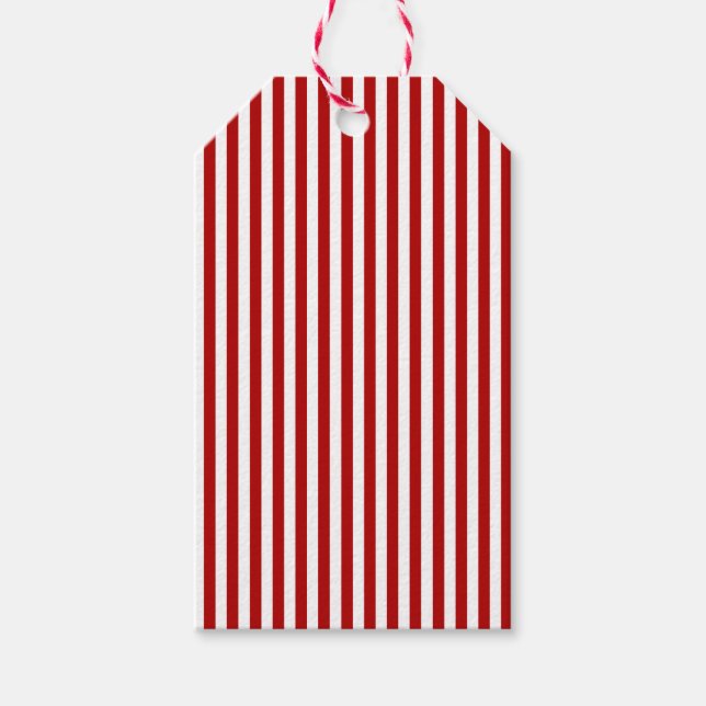 Weihnachts Rot und Weiß Streifen Geschenketiketten Geschenkanhänger (Vorderseite)