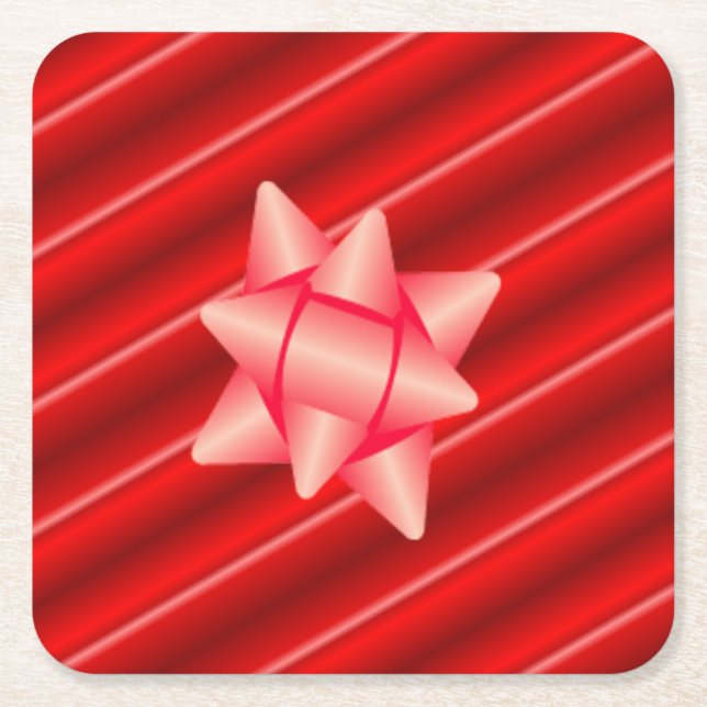 Weihnachts-Rot-Wrapping Rechteckiger Pappuntersetzer (Vorderseite)