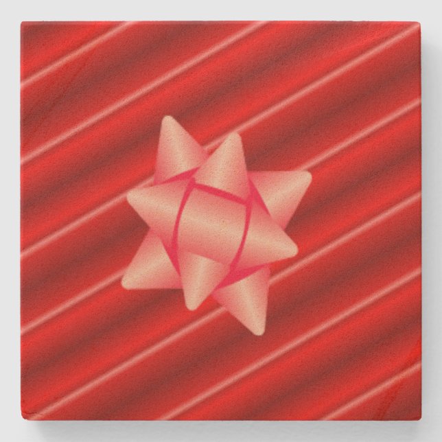 Weihnachts-Rot-Wrapping Steinuntersetzer (Vorderseite)