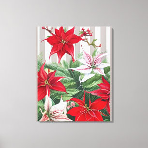 Weihnachts-Rote Amaryllis und Poinsettias Leinwanddruck