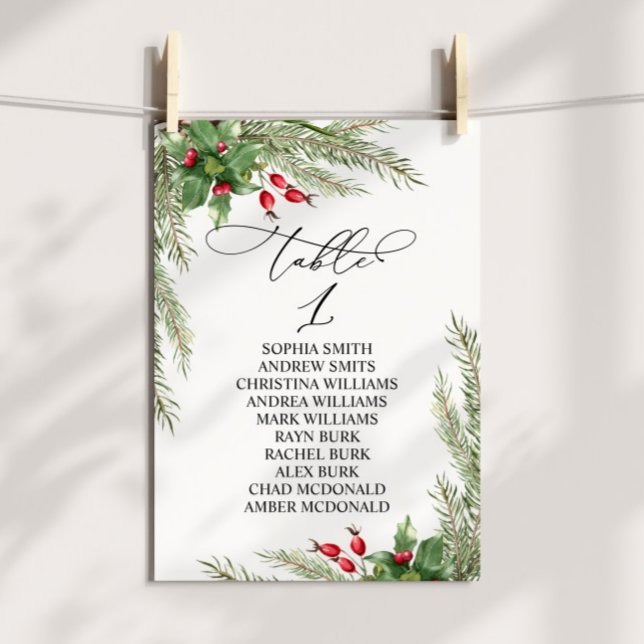 Weihnachts Rote Berries Tischnummer 1 Sitzplan (Von Creator hochgeladen)