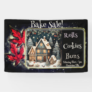 Weihnachts Rote Blätter Snowy Village Bake Sale Banner