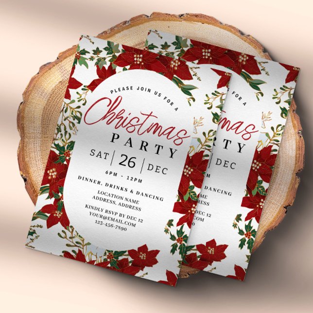 Weihnachts Rote Blume Feiertag Einladung (Von Creator hochgeladen)