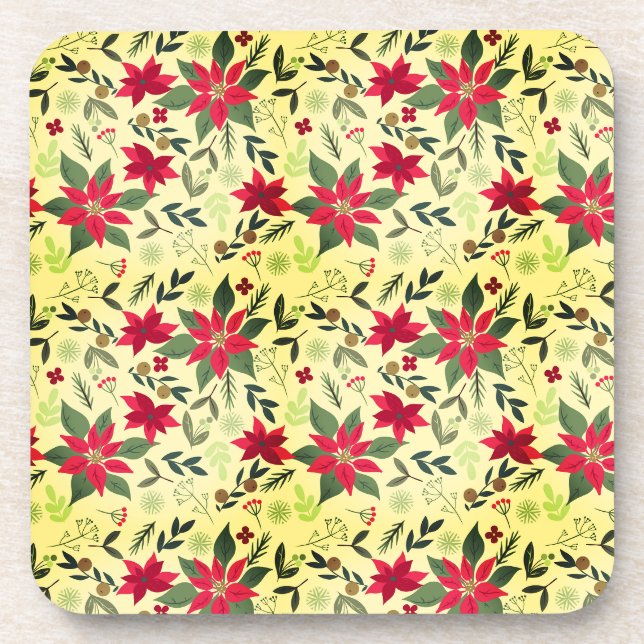 Weihnachts Rote Blume Muster-11600 Getränkeuntersetzer (Vorderseite)