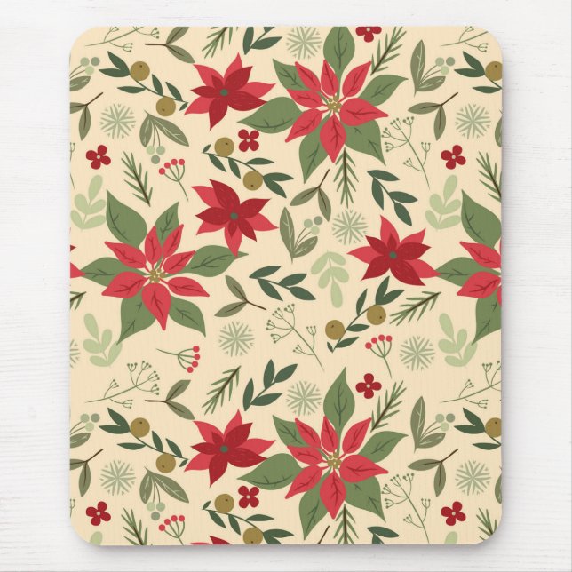 Weihnachts Rote Blume Muster-11600 Mousepad (Vorne)