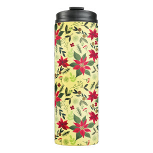 Weihnachts Rote Blume Muster-11600 Thermosbecher