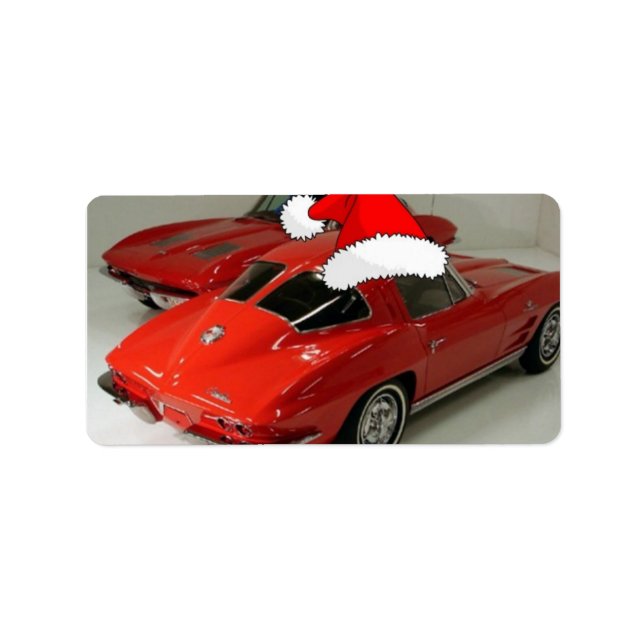 Weihnachts-Rote Corvette Classic Split Window Adressaufkleber (Vorne)