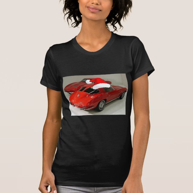 Weihnachts-Rote Corvette Classic Split Window T-Shirt (Vorderseite)