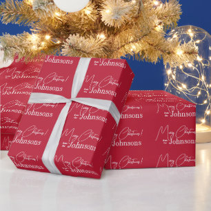 Weihnachts-Rote-Familie Geschenkpapier