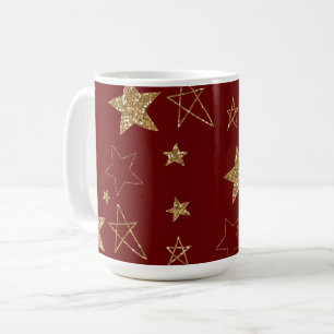 Weihnachts-Rote-Glitzer-Stars Kaffeetasse