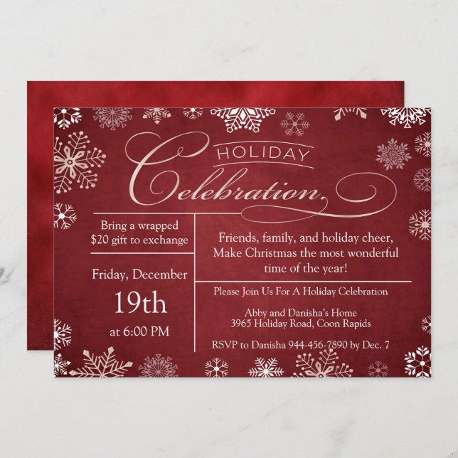 Weihnachts-Rote Halbpension Weihnachtsfest Party Einladung (Vorne/Hinten)