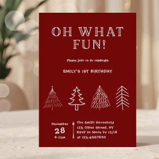 Weihnachts Rote Hand Drawn Geburtstag Einladung