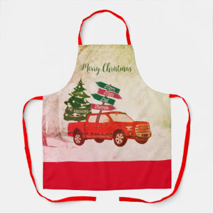 Weihnachts-Rote LKW Familienname Vintag Classic Schürze