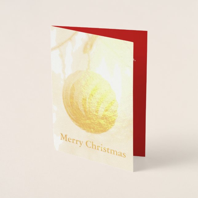 Weihnachts Rote Ornament Ball Gold Foil Card Folienkarte (Vorderseite)