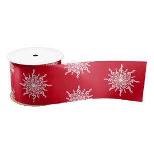 Weihnachts Rote Ornamental G-Clef Snowflake Muster Satinband