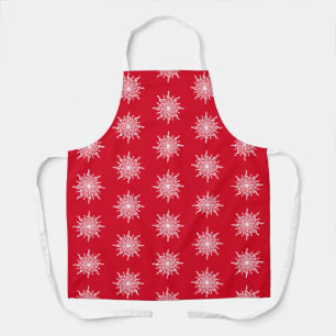 Weihnachts Rote Ornamental G-Clef Snowflake Muster Schürze