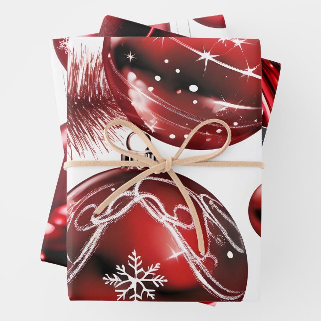 Weihnachts-Rote Ornamente Geschenk Wrap, Weihnacht Geschenkpapier Set (Beispiel)