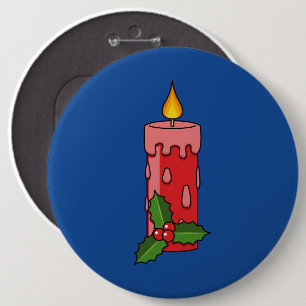 Weihnachts-Rote Pfeiler-Kerze mit Holly Button