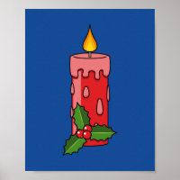 Weihnachts-Rote Pfeiler-Kerze mit Holly