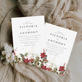 Weihnachts-Rote-Poinsettia-Hochzeitsfeier Einladung