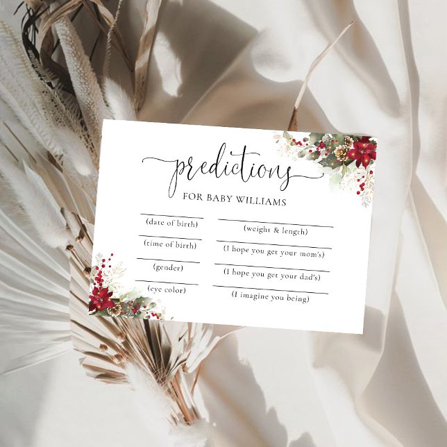 Weihnachts Rote Poinsettia Vorhersagekarte Einladung (Von Creator hochgeladen)