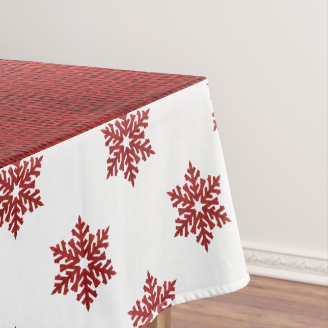 Weihnachts Rote Schneeflocken und Imitate Burlap Tischdecke (Beispiel)