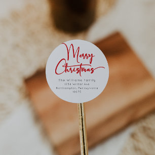 Weihnachts-Rote Schrift Frohe Weihnachten-Umschlag Runder Aufkleber