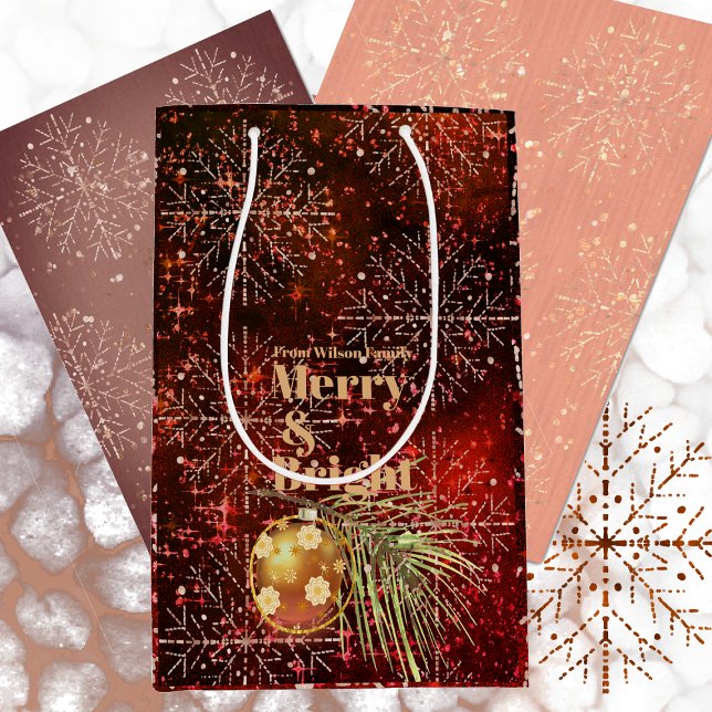 Weihnachts-Rote Tasche mit Schneeflocken Mittlere Geschenktüte (Von Creator hochgeladen)