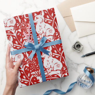 Weihnachts Roter Fox Schneeflocken Woodland Winter Geschenkpapier