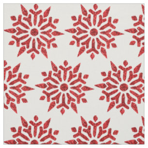 Weihnachts Roter Glitzer Schneeflocken Muster Stoff