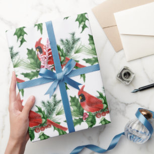 Weihnachts Roter Kardinal Birnen Pine Cones Brunch Geschenkpapier