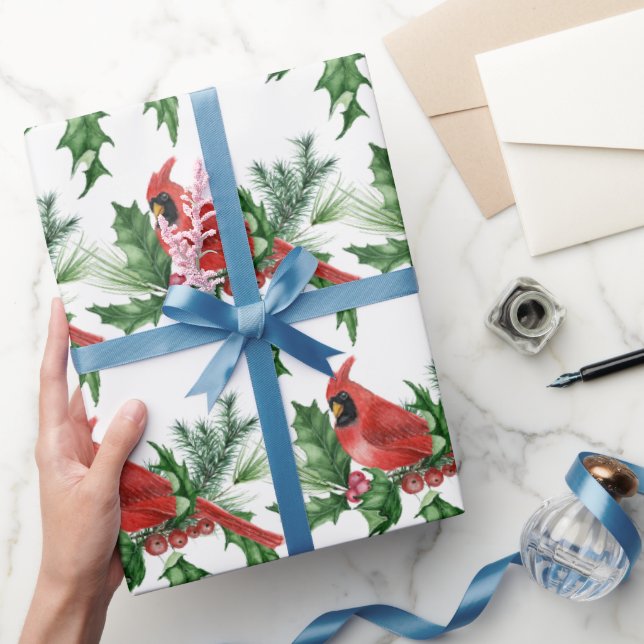 Weihnachts Roter Kardinal Birnen Pine Cones Brunch Geschenkpapier (Schenken)